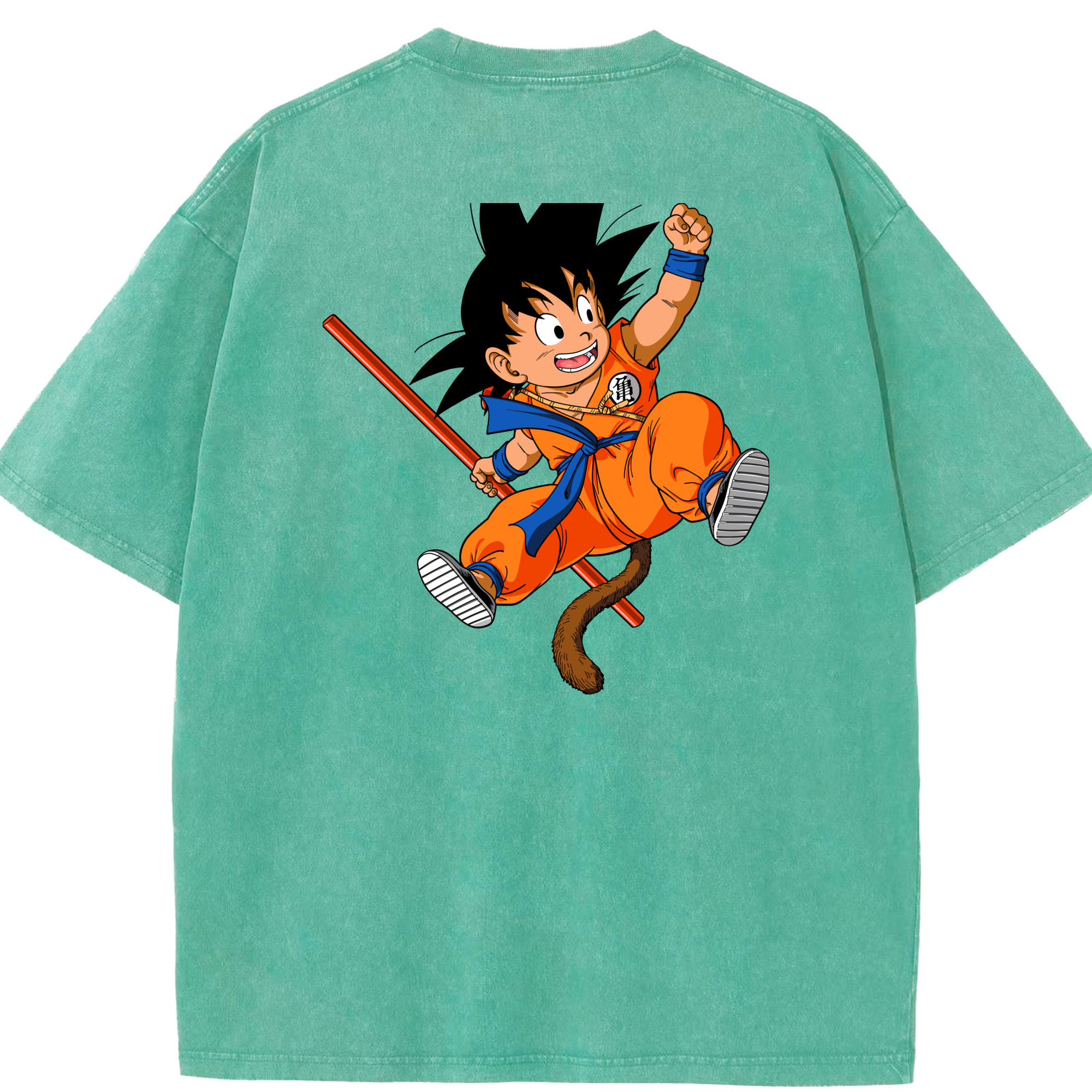 （画像用） ドラゴンボール 孫悟空（そん ごくう）Son Goku カカロット DRAGON BALL Kakarotto 綿100% ヴィンテージ風 半袖Tシャツ（背面プリント）